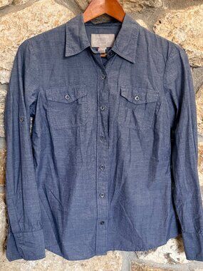 Women's Banana Republic Soft Wash Shirt Cotton Button Down Metal Buttons sz S